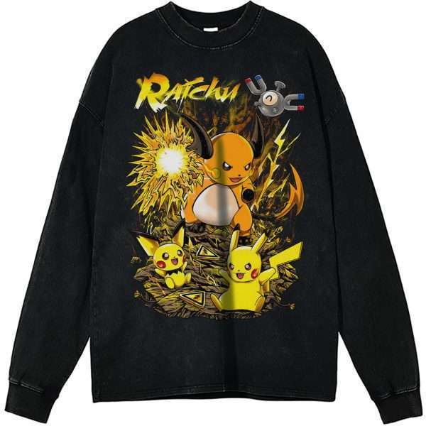 Pikachu Long Sleeve, Raichu Long Sleeve, Pokemon Long Sleeve, Anime Long Sleeve, Vintage Long Sleeve Tee