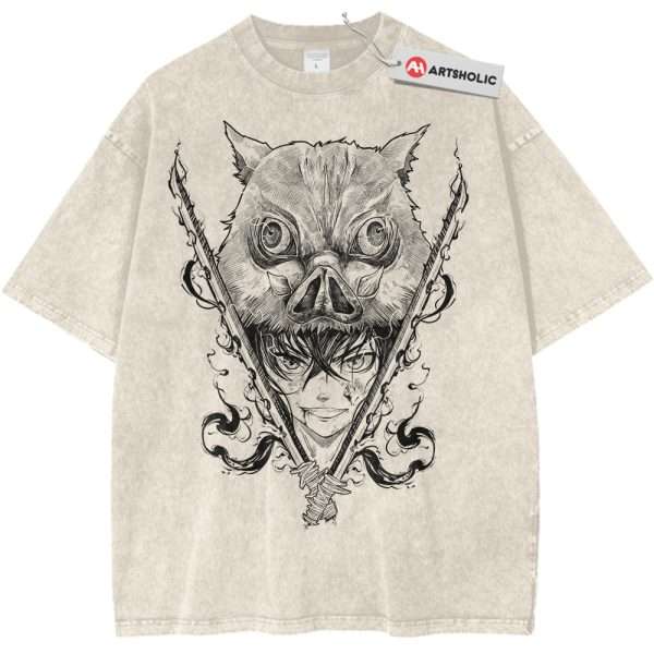 Inosuke Hashibira Shirt, Demon Slayer Shirt, Anime Shirt, Vintage Tee - Apricot, XL
