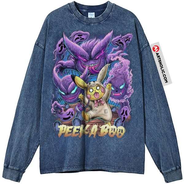 Pikachu Long Sleeve, Gengar Long Sleeve, Pokemon Long Sleeve, Anime Long Sleeve, Vintage Long Sleeve Tee