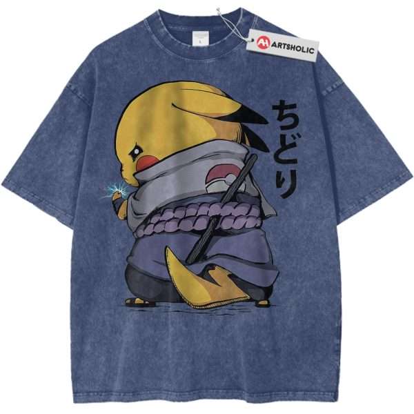 Pikachu Shirt, Pokemon Shirt, Anime Shirt, Vintage Tee - Dark Blue, L