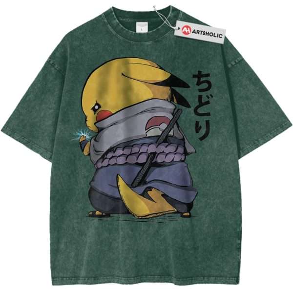 Pikachu Shirt, Pokemon Shirt, Anime Shirt, Vintage Tee - Dark Green, XS