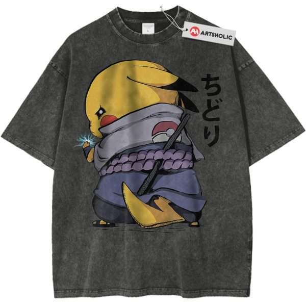 Pikachu Shirt, Pokemon Shirt, Anime Shirt, Vintage Tee - Pirate Gray, S