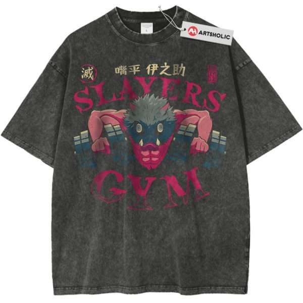 Inosuke Hashibira Shirt, Demon Slayer Shirt, Anime Shirt, Vintage T-Shirt - Pirate Gray, S