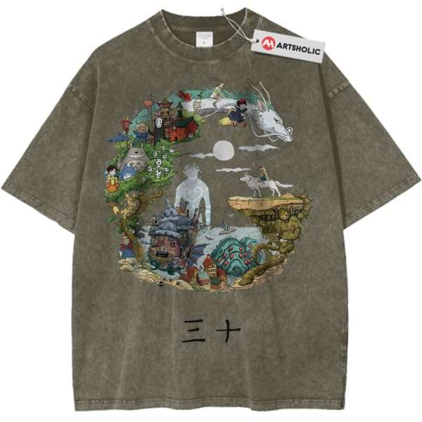 Studio Ghibli Shirt, Anime Shirt, Vintage Tee - Gray Green, L