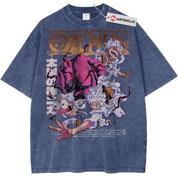 Monkey D Luffy Shirt, One Piece Shirt, Anime Shirt, Vintage Tee - Dark Blue, XL