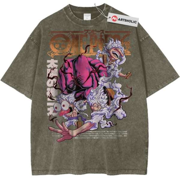 Monkey D Luffy Shirt, One Piece Shirt, Anime Shirt, Vintage Tee - Gray Green, XL