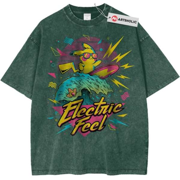 Pikachu Shirt, Pokemon Shirt, Anime Shirt, Vintage T-Shirt - Dark Green, XS