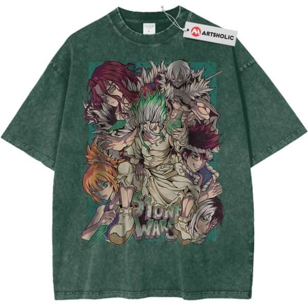Dr Stone Shirt, Anime Shirt, Vintage Tee - Dark Green, XL