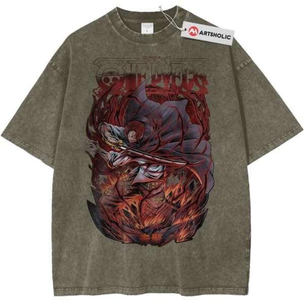 Shanks Shirt, One Piece Shirt, Anime Shirt, Vintage Tee - Gray Green, XL