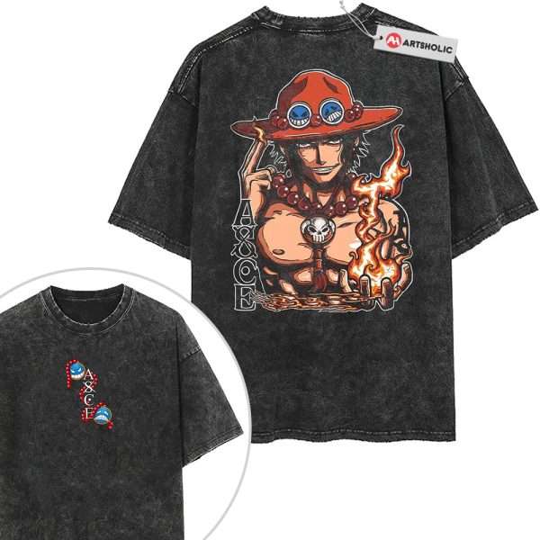 Portgas D Ace Shirt, One Piece Shirt, Anime Shirt, Vintage T-Shirt 2-Sided