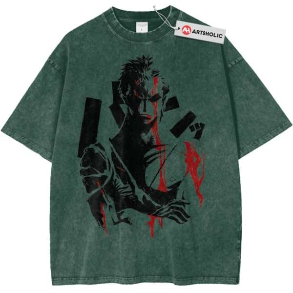 Roronoa Zoro Shirt, One Piece Shirt, Anime Shirt, Vintage Tee - Dark Green, S