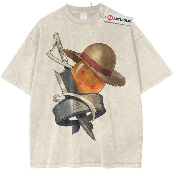 One Piece Shirt, Naruto Shirt, Dragon Ball Z Shirt, Bleach Shirt, Anime Shirt, Vintage T-Shirt - Apricot, L
