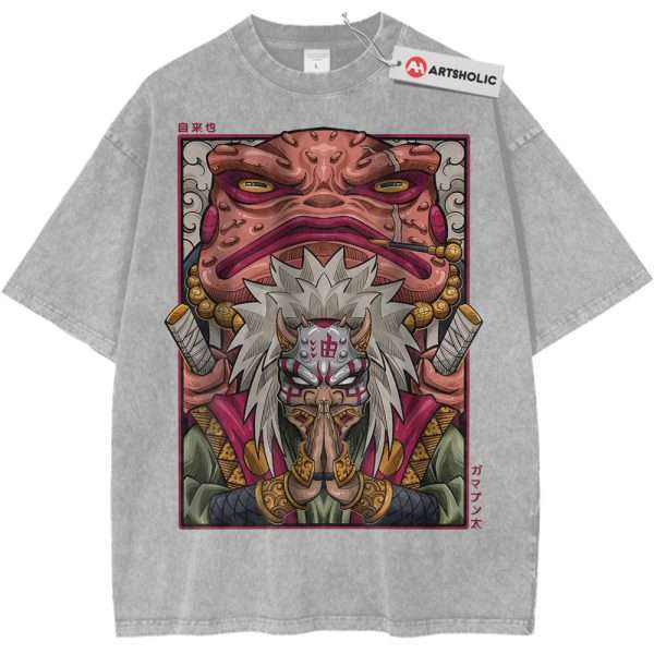 Jiraiya Shirt, Naruto Shirt, Anime Shirt, Vintage T-Shirt - Light Gray, M