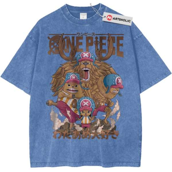 Tony Tony Chopper Shirt, One Piece Shirt, Anime Shirt, Vintage Tee - Light Blue, 2XL
