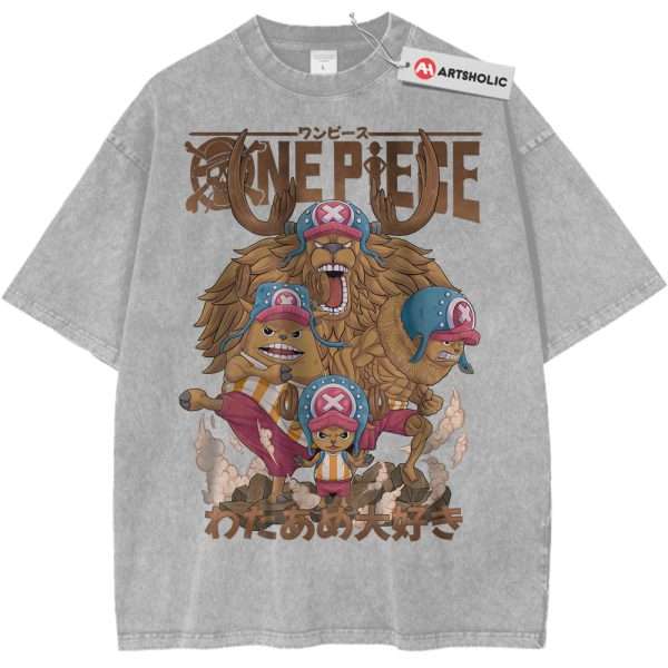 Tony Tony Chopper Shirt, One Piece Shirt, Anime Shirt, Vintage Tee - Light Gray, XL