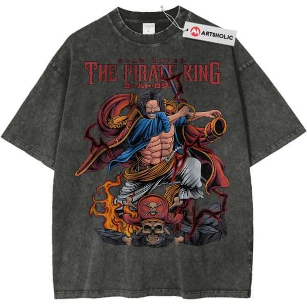 Gol D Roger Shirt, One Piece Shirt, Anime Shirt, Vintage Tee - Pirate Gray, XL