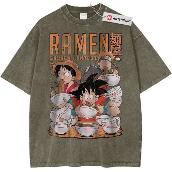 Son Goku Shirt, Luffy Shirt, Naruto Shirt, Anime Shirt, Vintage Tee - Gray Green, 2XL