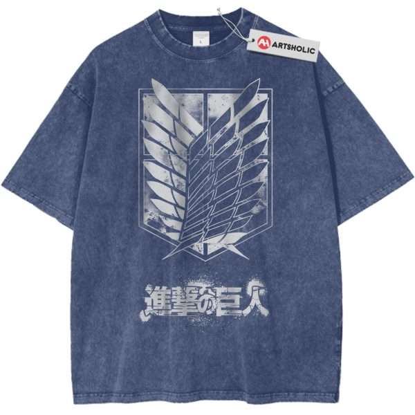 Attack On Titan Shirt, AOT Shirt, Anime Shirt, Vintage T-Shirt - Dark Blue, L