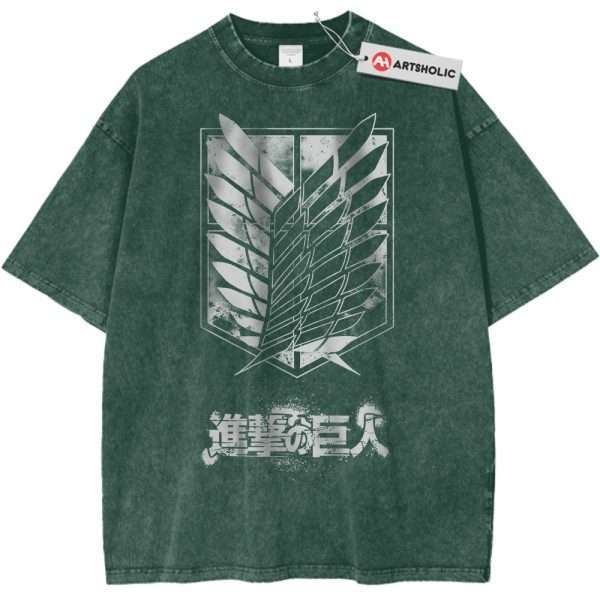 Attack On Titan Shirt, AOT Shirt, Anime Shirt, Vintage T-Shirt - Dark Green, L