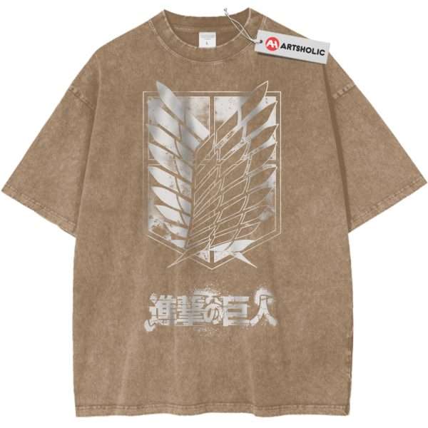 Attack On Titan Shirt, AOT Shirt, Anime Shirt, Vintage T-Shirt - Light Brown, S