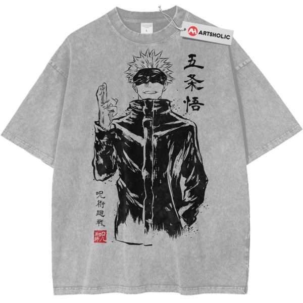 Satoru Gojo Shirt, Jujutsu Kaisen Shirt, Anime Shirt, Vintage Tee - Light Gray, L