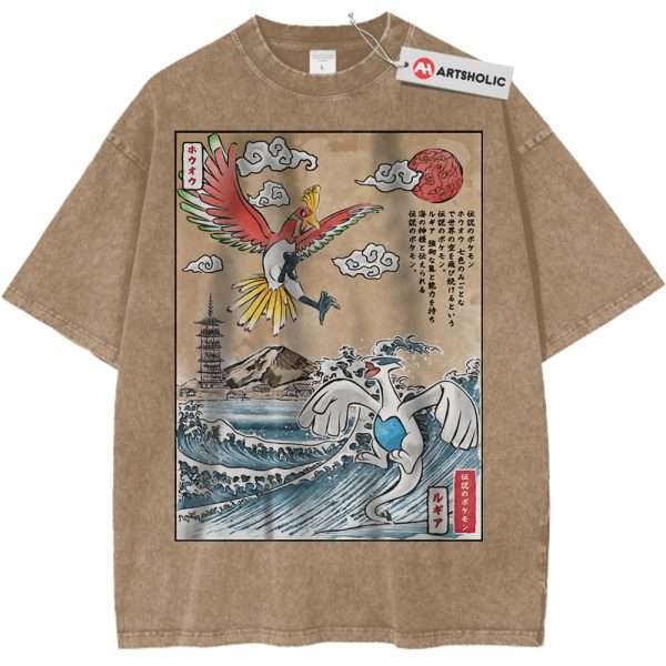Lugia vs Ho-oh Shirt, Pokemon Shirt, Anime Shirt, Vintage T-Shirt - Light Brown, 2XL