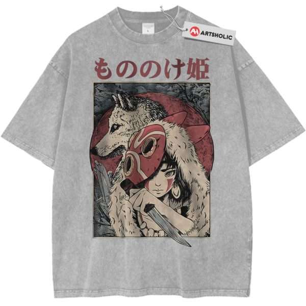 Princess Mononoke Shirt, Studio Ghibli Shirt, Anime Shirt, Vintage T-Shirt - Light Gray, L