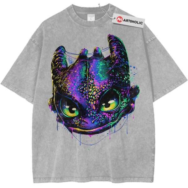 Toothless Shirt, Night Fury Shirt, How to Train Your Dragon Shirt, Animated Shirt, Vintage T-Shirt - Light Gray, M