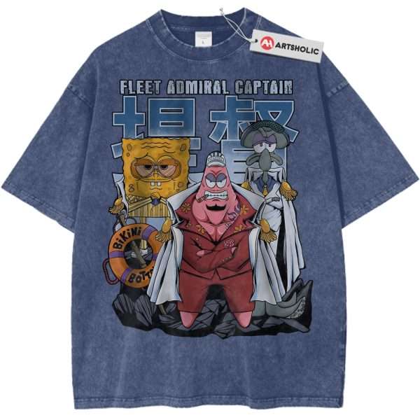 SpongeBob SquarePants Shirt, Animated Shirt, Vintage T-Shirt - Dark Blue, M