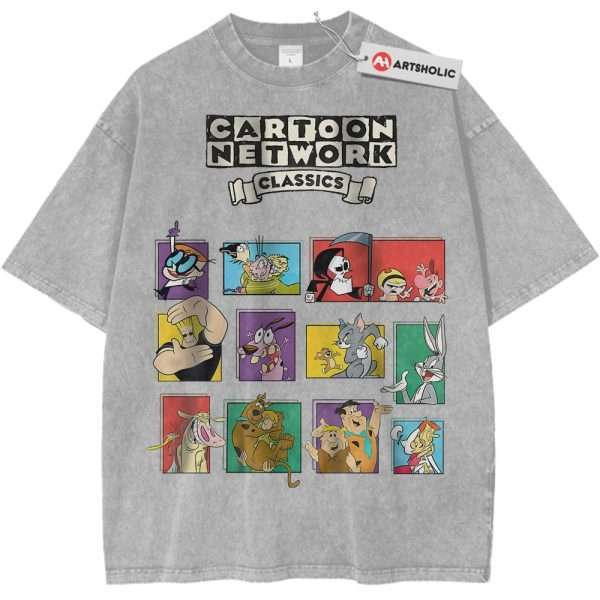 Cartoon Netword 90's Shirt, Animated Shirt, Vintage Tee - Light Gray, XL
