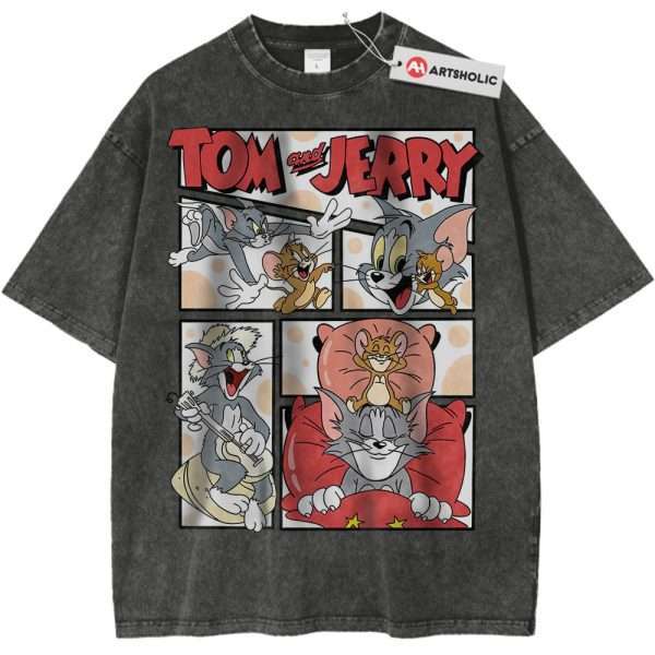 Tom and Jerry Shirt, Animated Shirt, Vintage Tee - Pirate Gray, M
