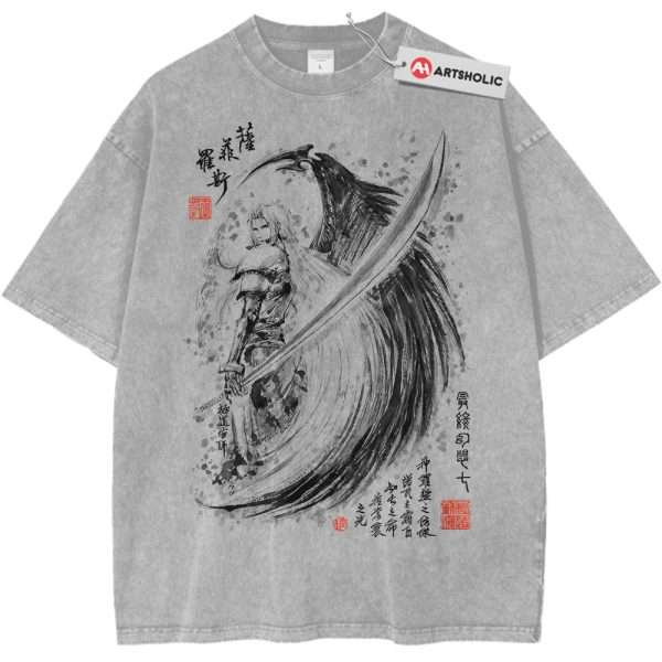Sephiroth Shirt, Final Fantasy Shirt, Game Shirt, Vintage Tee - Light Gray, M