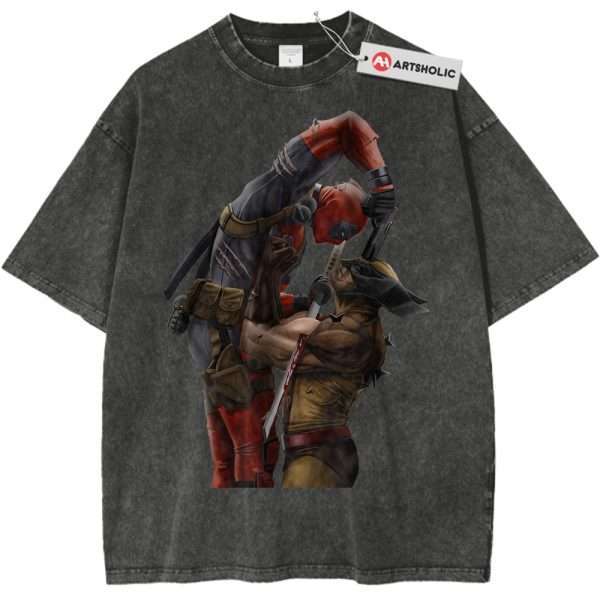 Deadpool vs Wolverine Shirt, Marvel Comics Shirt, Vintage T-Shirt - Pirate Gray, XL