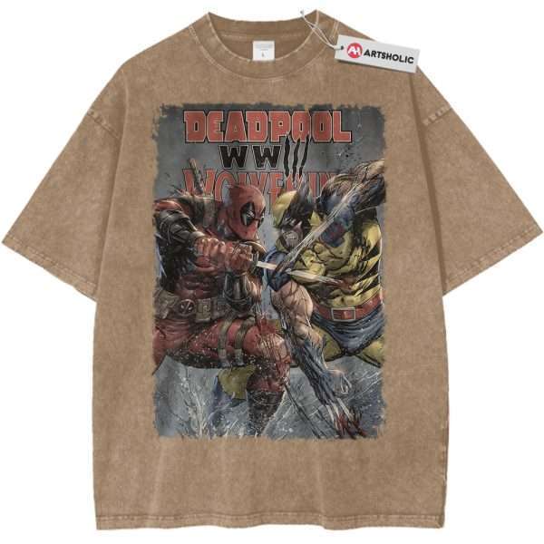 Deadpool Shirt, Wolverine Shirt, Marvel Comics Shirt, Vintage Tee - Light Brown, XL