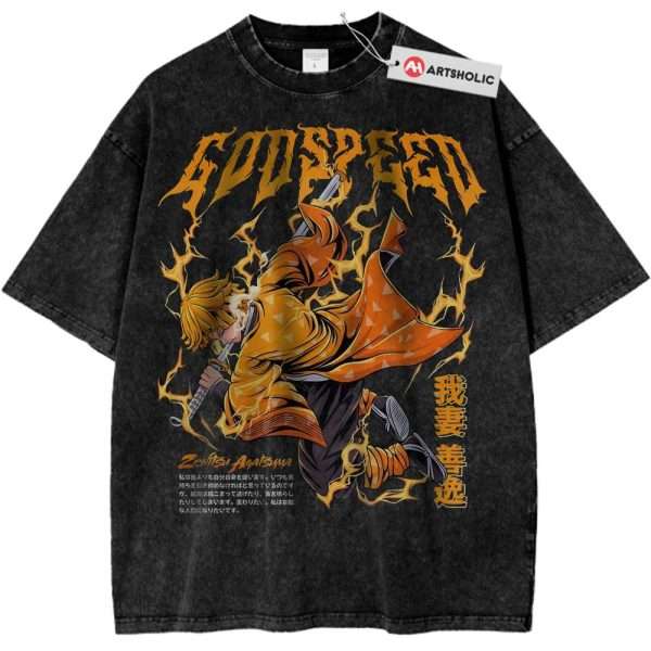 Zenitsu Agatsuma Shirt, Demon Slayer Shirt, Anime Shirt, Vintage Tee - Black, S