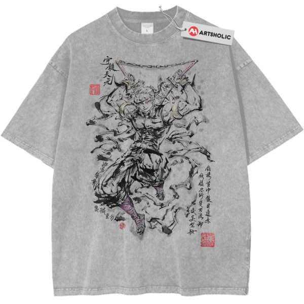 Tengen Uzui Shirt, Demon Slayer Shirt, Anime Shirt, Vintage T-Shirt - Light Gray, M