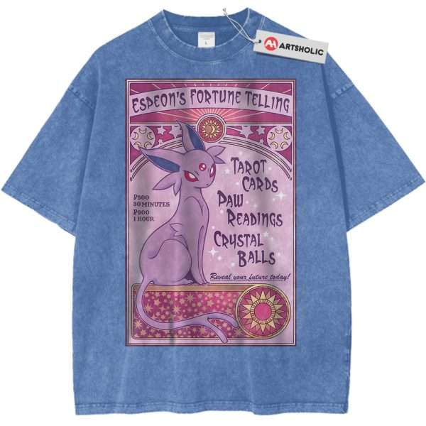 Espeon Shirt, Pokemon Shirt, PKM Shirt, Anime Shirt, Vintage Tee - Light Blue, L