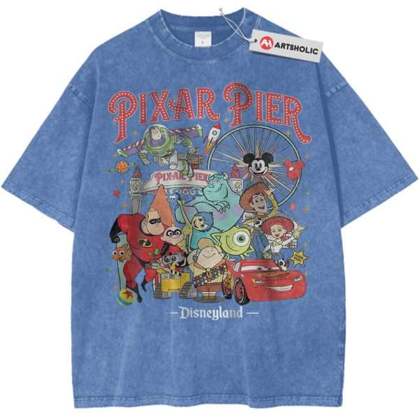 Pixar x Disney Shirt, Cartoon Shirt, Vintage T-Shirt - Light Blue, XL
