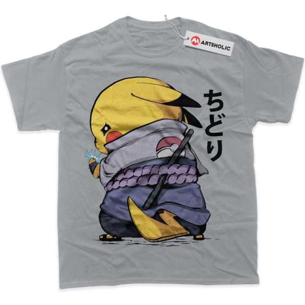 Pikachu Shirt, Pokemon Shirt, Anime Shirt, Graphic Tee - Light Grey, 2XL