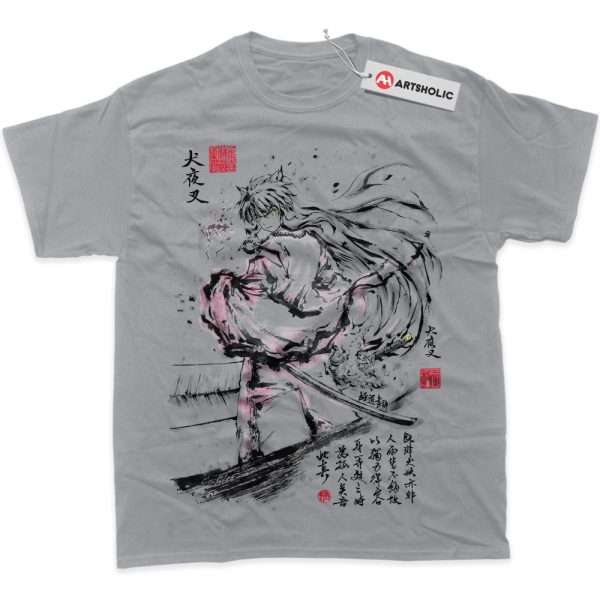Inuyasha Shirt, Anime Shirt, Graphic Tee - Light Grey, 4XL