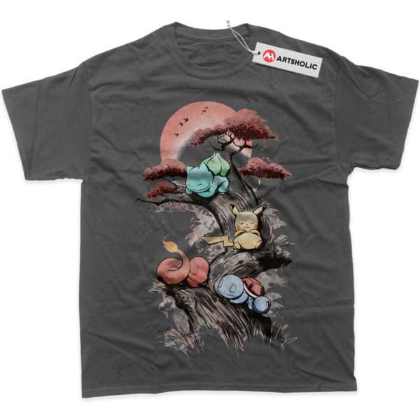 Bulbasaur Shirt, Squirtle Shirt, Charmander Shirt, Pikachu Shirt, Pokemon Shirt, Anime Shirt, graphic Tee - Carbon, L