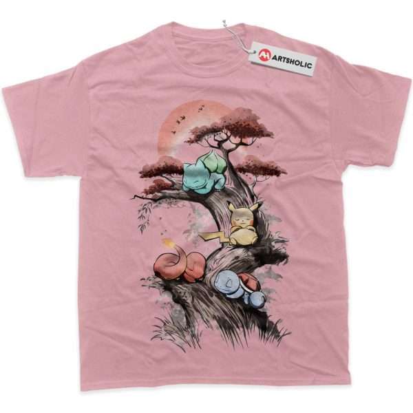 Bulbasaur Shirt, Squirtle Shirt, Charmander Shirt, Pikachu Shirt, Pokemon Shirt, Anime Shirt, graphic Tee - Pink, M