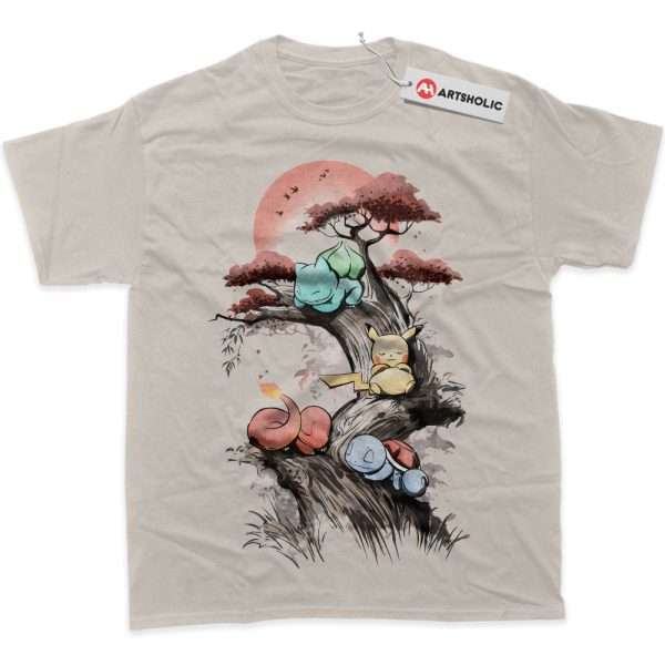 Bulbasaur Shirt, Squirtle Shirt, Charmander Shirt, Pikachu Shirt, Pokemon Shirt, PKM Shirt, Anime Shirt, graphic Tee - Sand, L