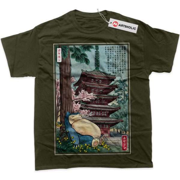Snorlax Shirt, Pokemon Shirt, Anime Shirt, graphic Tee - Army Green, 2XL