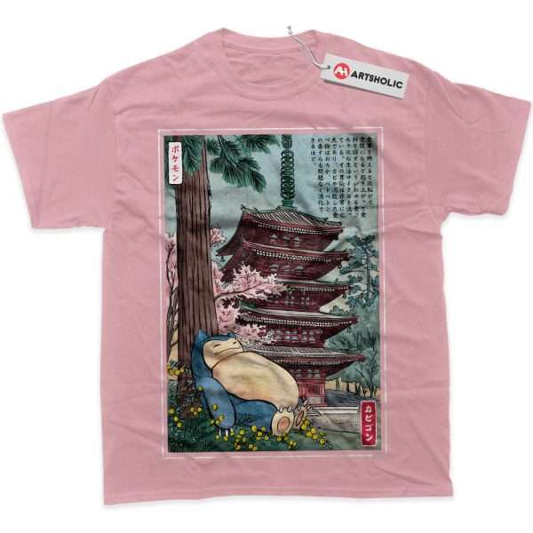 Snorlax Shirt, Pokemon Shirt, Anime Shirt, graphic Tee - Pink, XL
