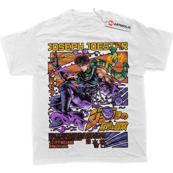 Joseph Joestar Shirt, JoJo's Bizarre Adventure Shirt, Anime Shirt, graphic Tee - White, 4XL