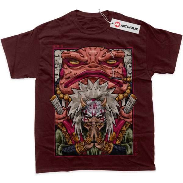 Jiraiya Shirt, Naruto Shirt, Anime Shirt, graphic T-Shirt - Wine Red, L