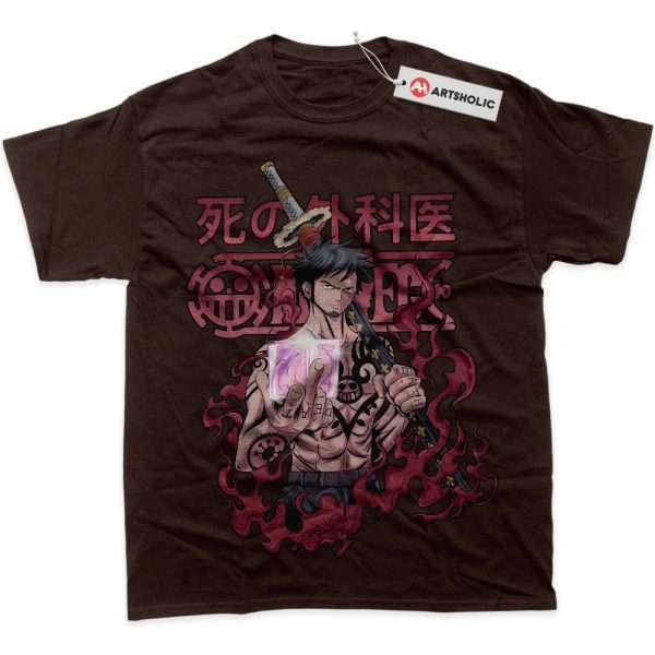 Trafalgar D Water Law Shirt, One Piece Shirt, Anime Shirt, Graphic T-Shirt - Coffee, 2XL