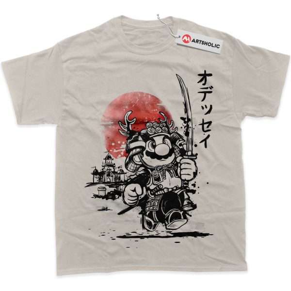 Samurai Super Mario Shirt, Game Shirt, Graphic Tee - Sand, 2XL