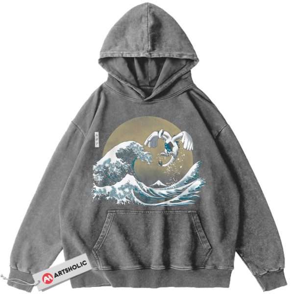 Lugia Hoodie, Pokemon Hoodie, Anime Hoodie, Vintage Hoodie - Dark Gray, M